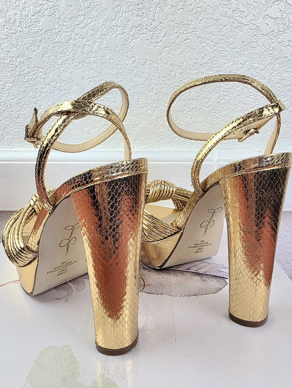 Jessica Simpson Immie Knotted Platform Sandals Gold